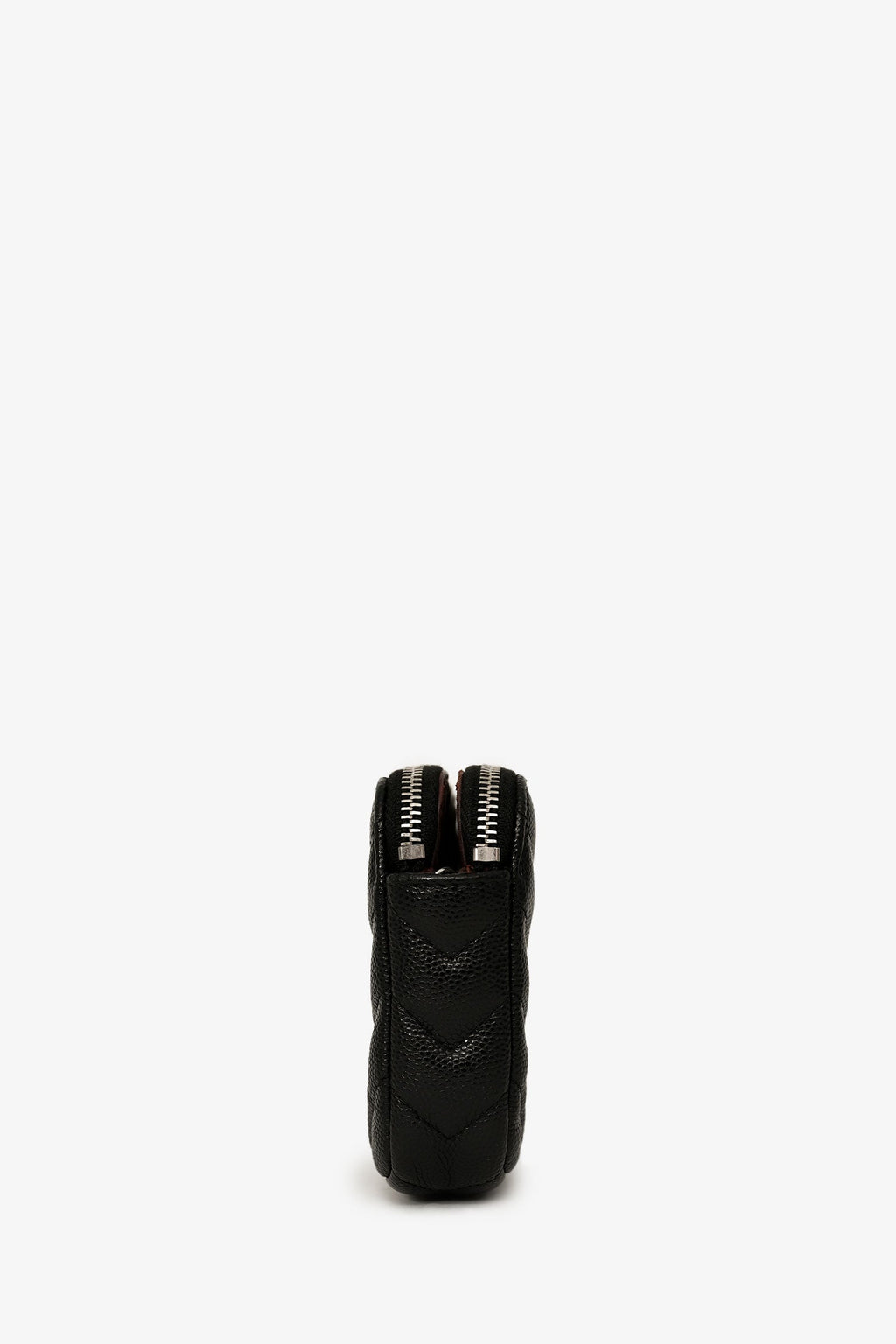 Pre-Loved Chanel™ 2017/18 Black Caviar Chevron Double Zip Wallet On Chain