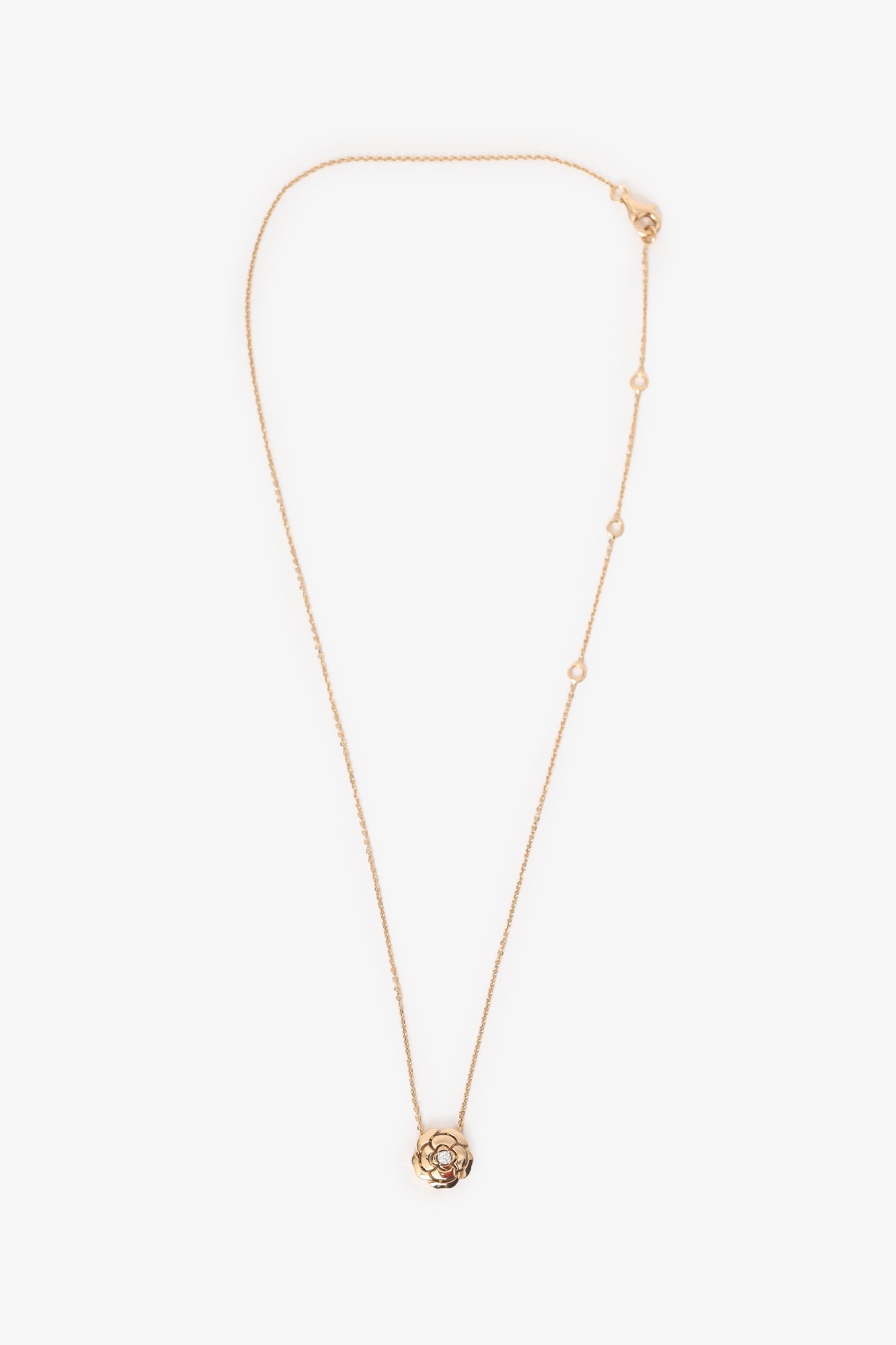 Pre-Loved Chanel™ 18K Rose Gold Diamond Extrait de Camélia Necklace