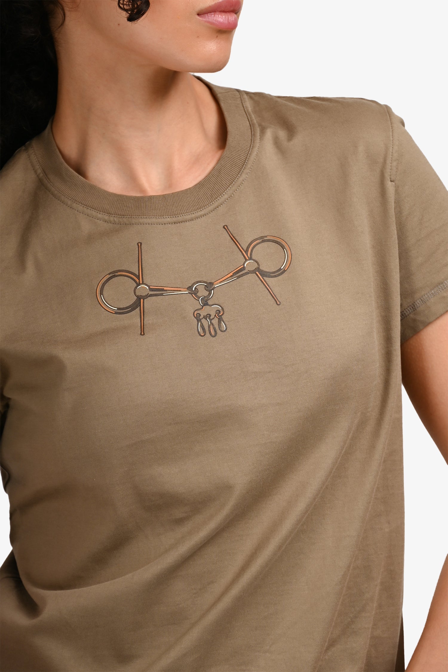Hermès Taupe Graphic Print Short Sleeve T-shirt Size 38