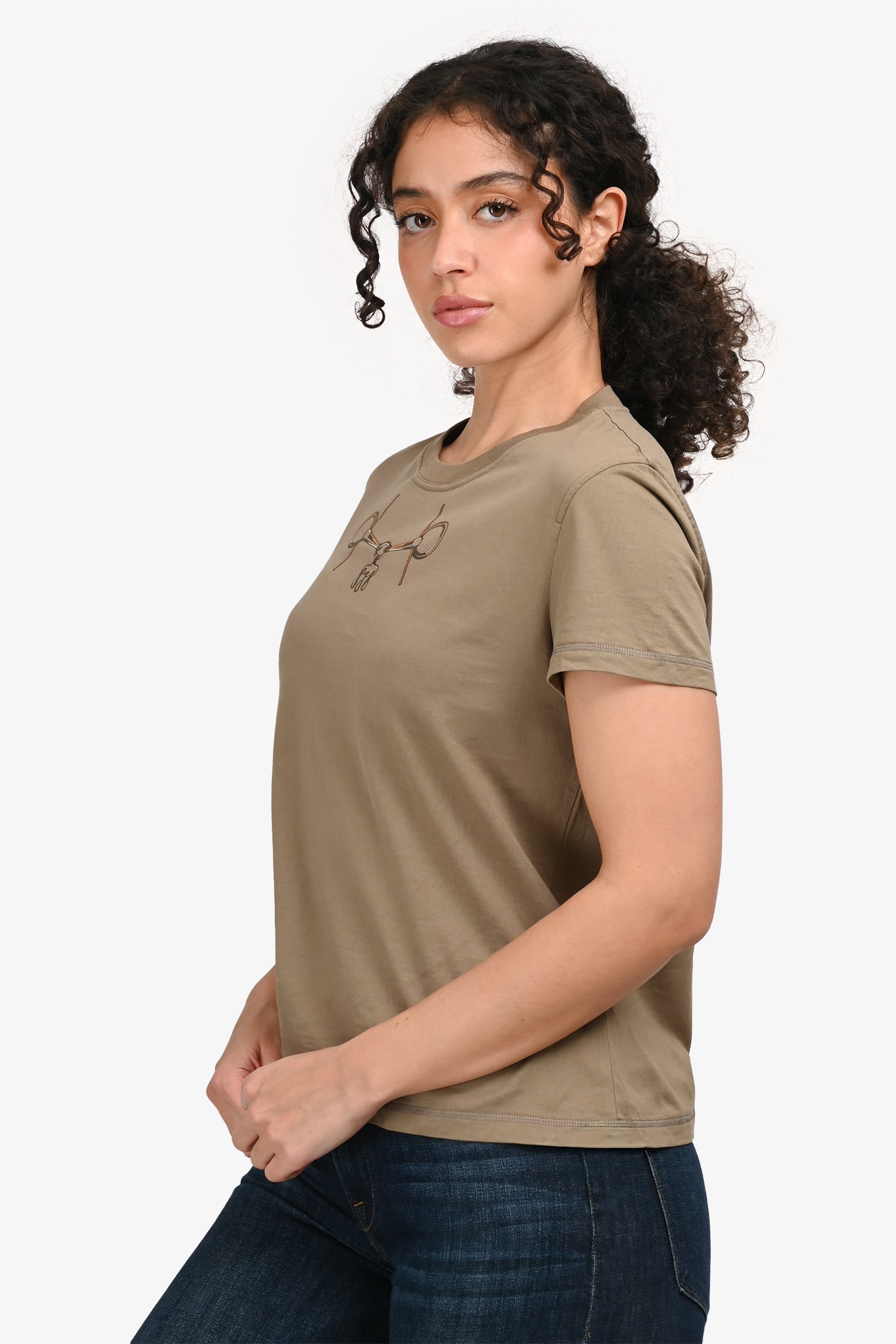Hermès Taupe Graphic Print Short Sleeve T-shirt Size 38
