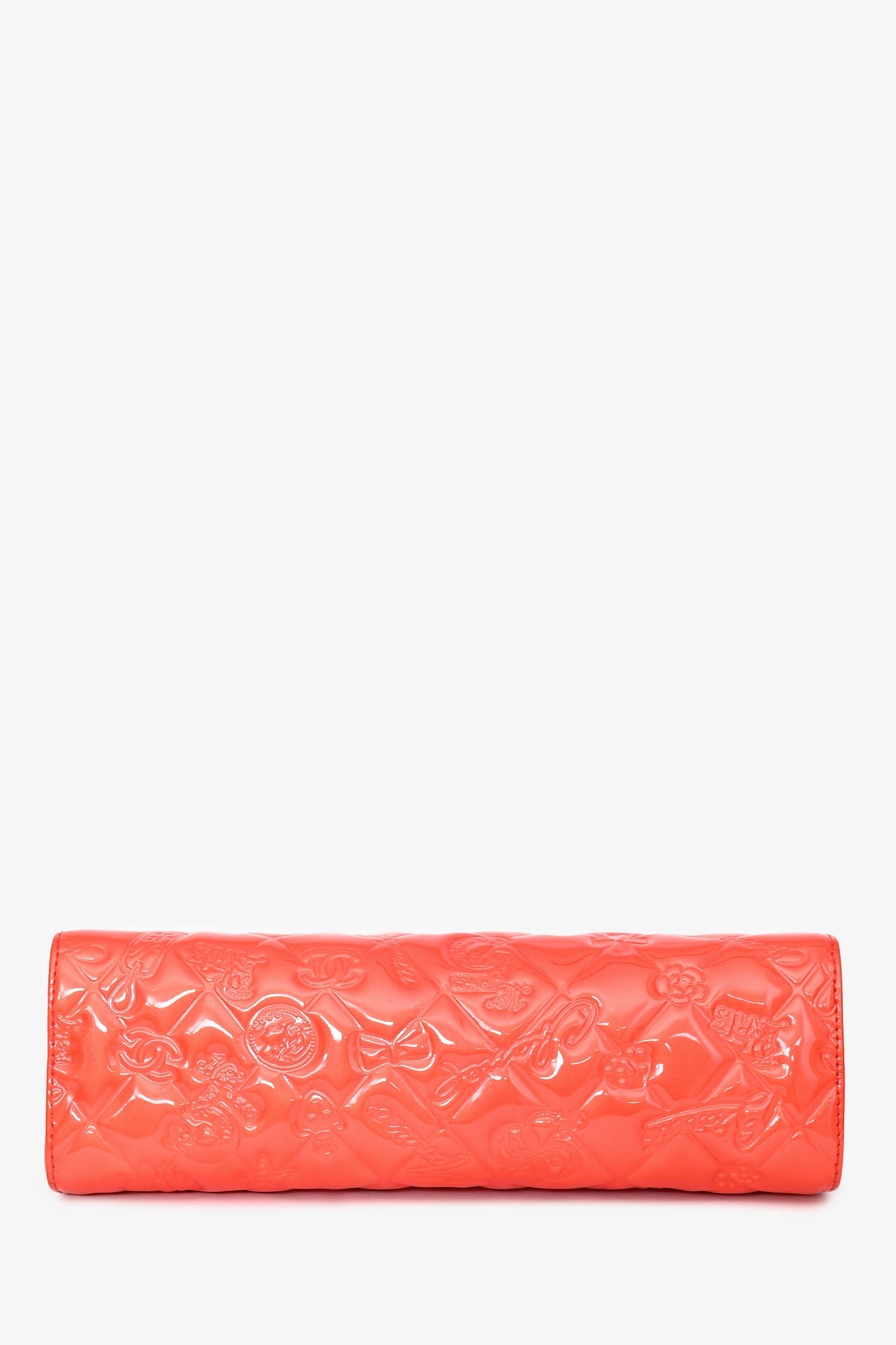 Pre-Loved Chanel™ 2006-2008 Orange Patent Lucky Symbols Pochette