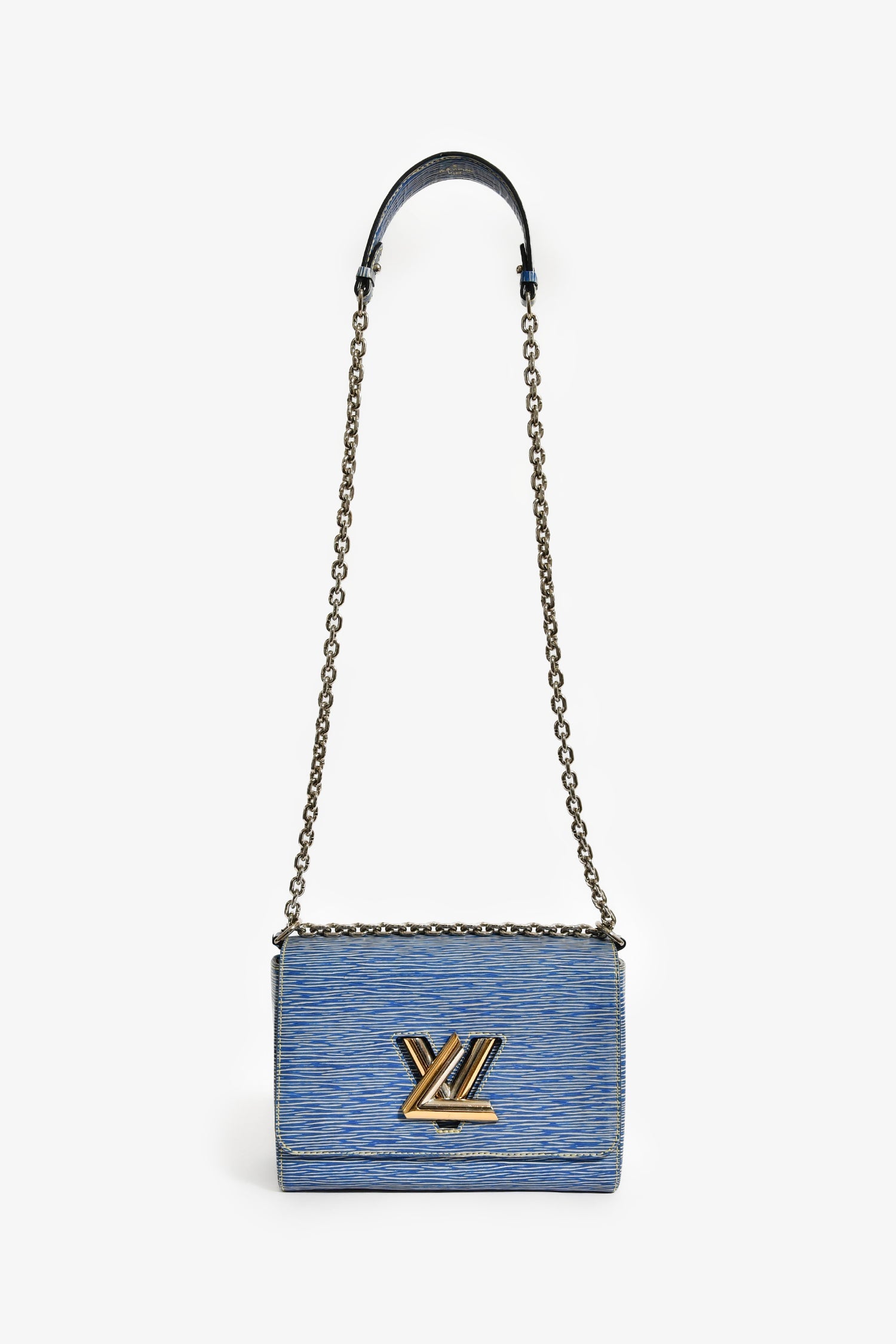 Louis Vuitton 2015 Blue Denim Epi Leather 'Twist' MM Shoulder Bag