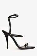 Saint Laurent Black Satin Strappy Pointed Heels Size 37.5