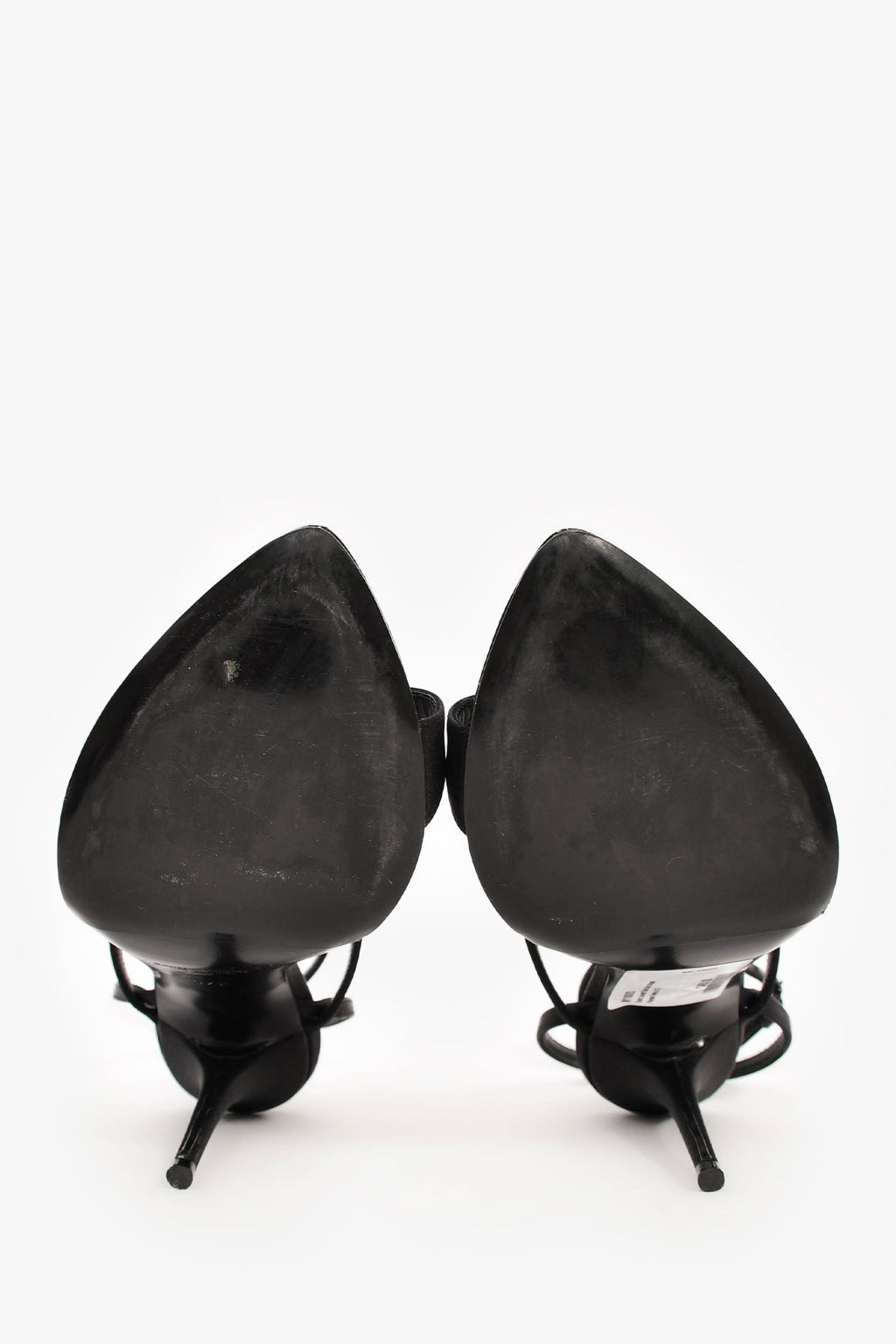 Saint Laurent Black Satin Strappy Pointed Heels Size 37.5