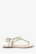 Gucci White Leather Pearl Detail Sandals Size 38.5