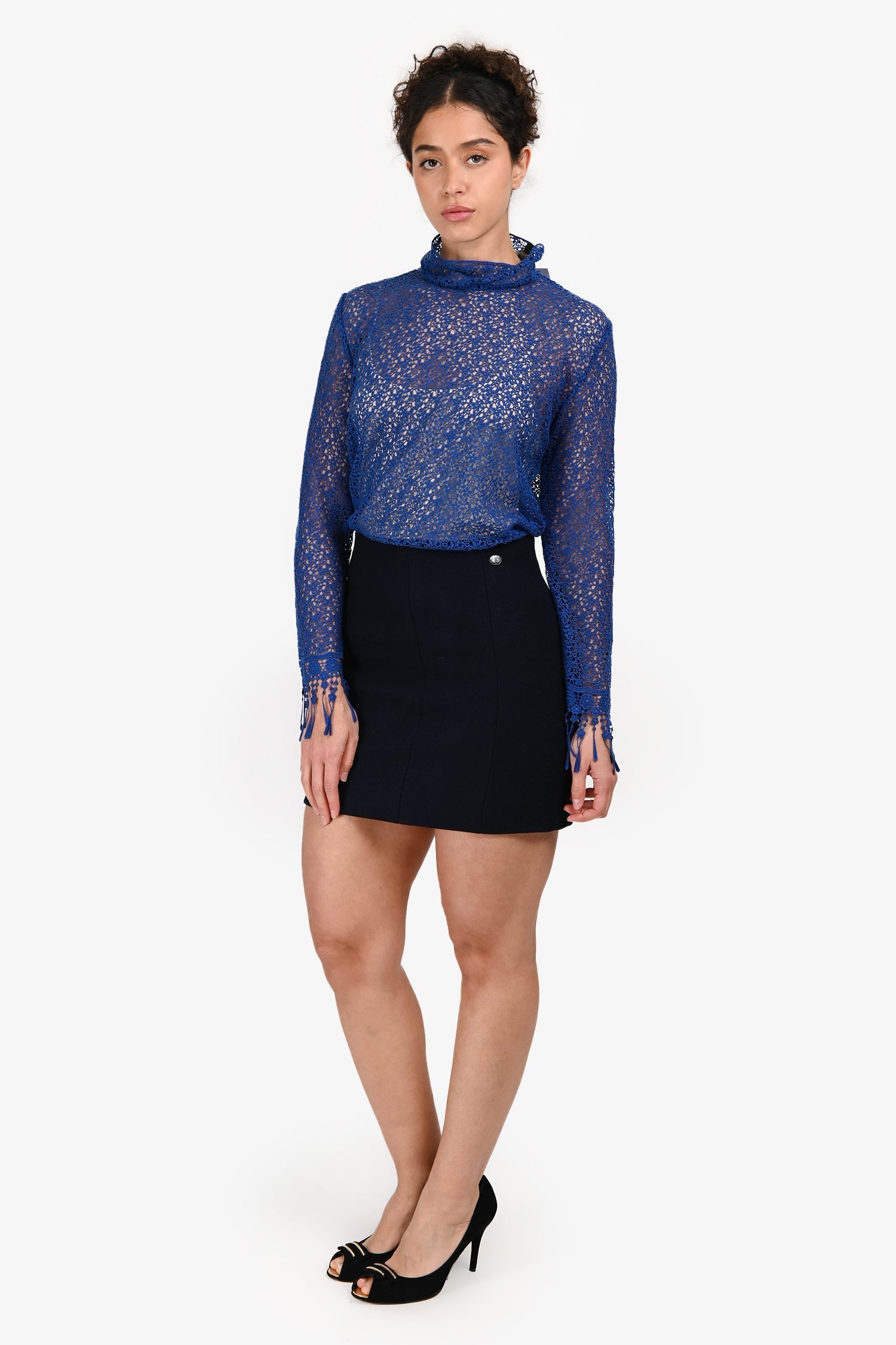 Pre-Loved Chanel™ 2018 Navy Wool Mini Skirt Size 36