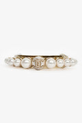 Pre-Loved Chanel™ Gold Tone Faux Pearl CC Crystal Hair Clip