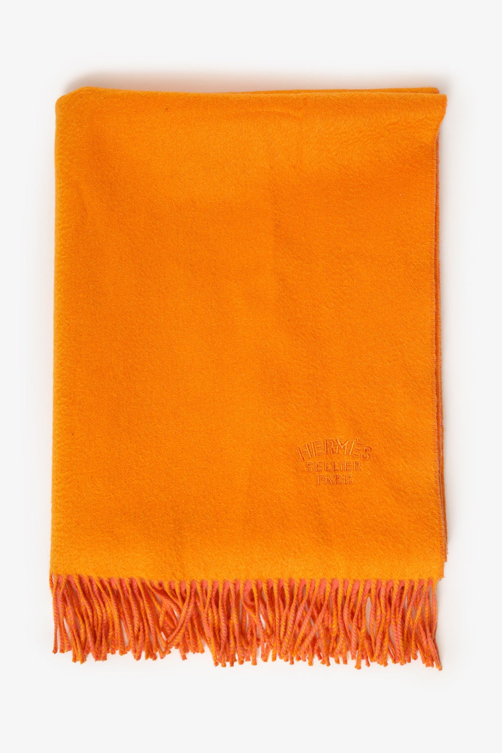 Hermès Orange/Pink Cashmere Double Face Stole