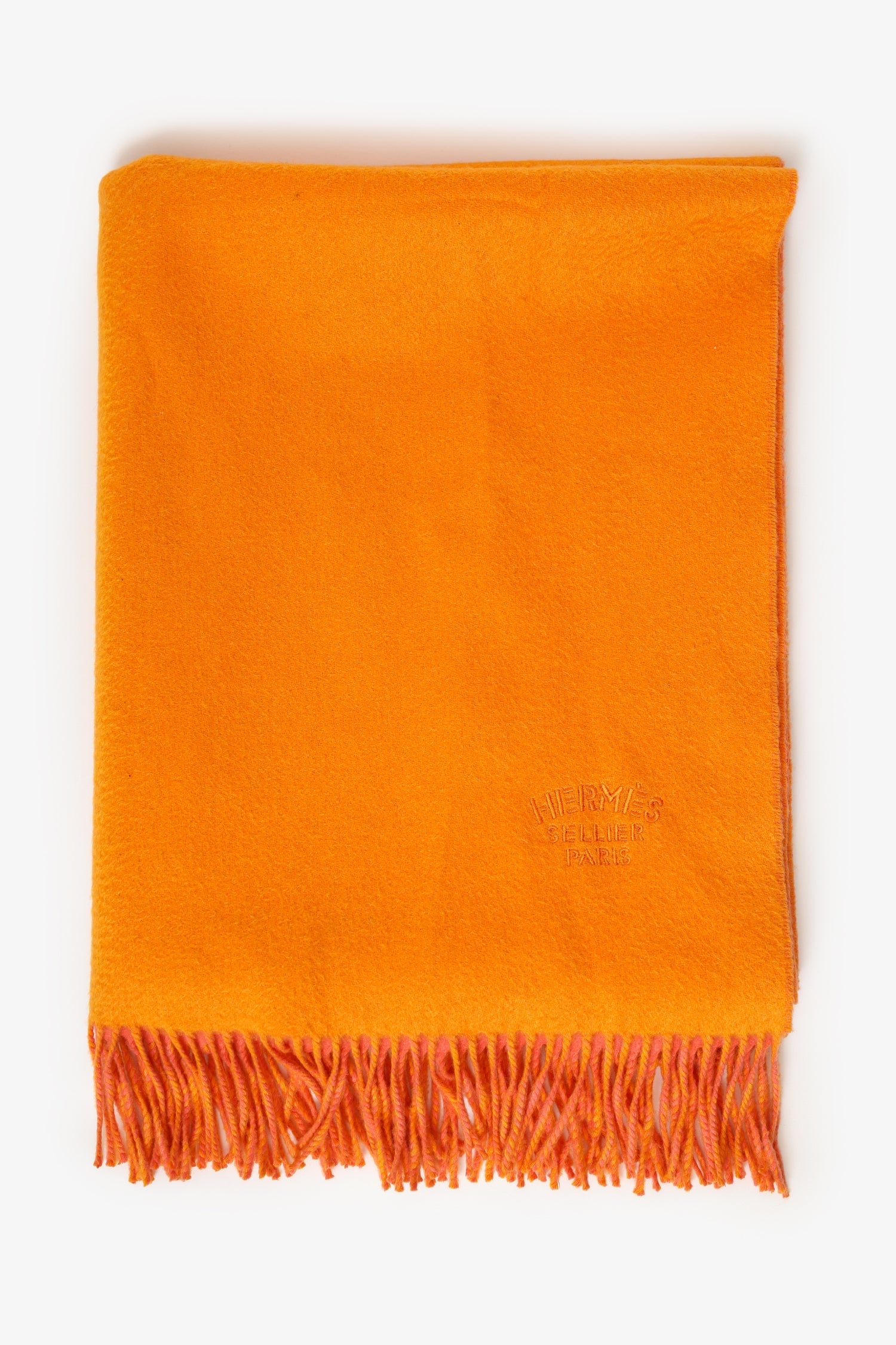 Hermès Orange/Pink Cashmere Double Face Stole
