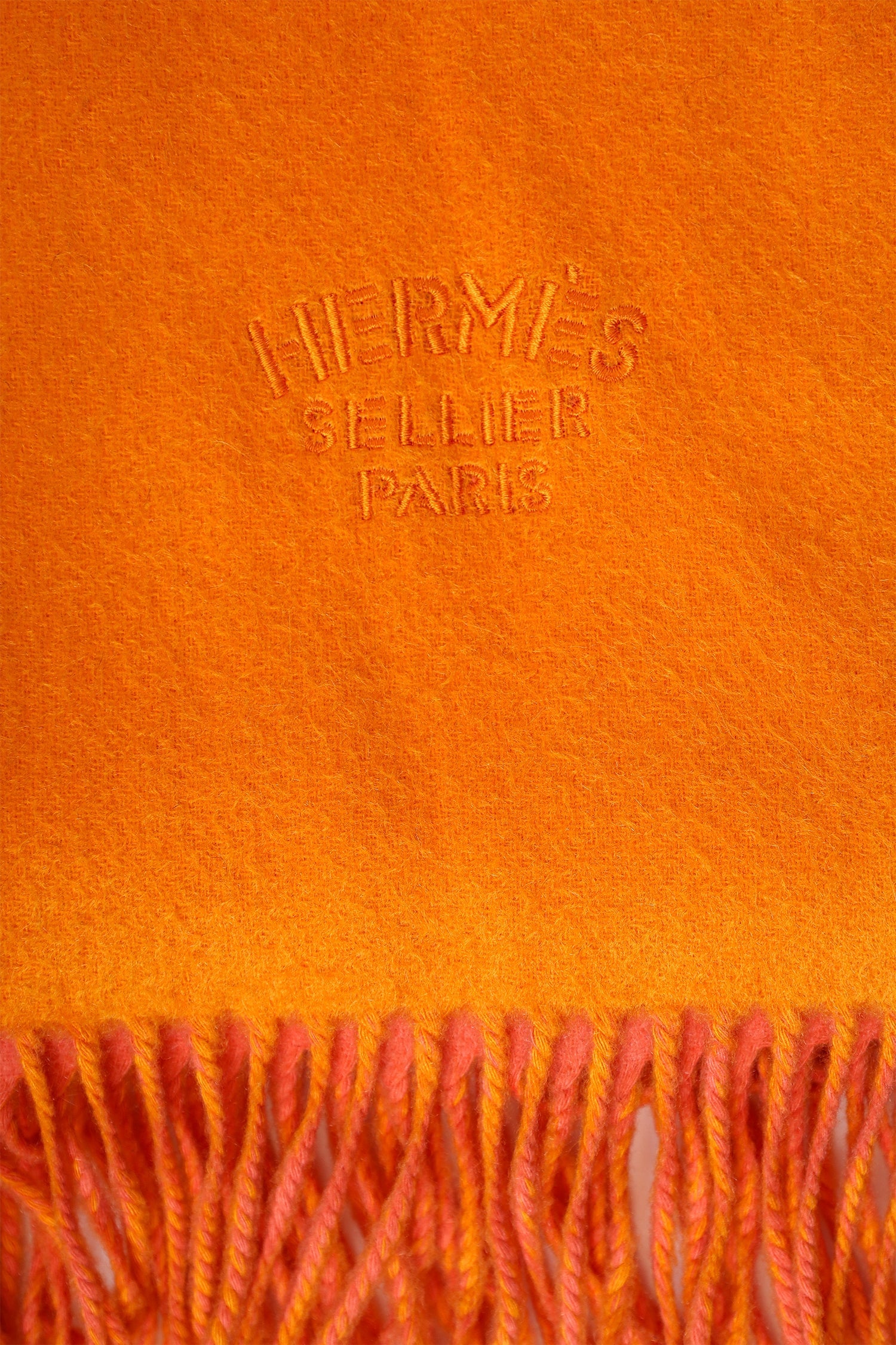 Hermès Orange/Pink Cashmere Double Face Stole