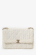 Pre-Loved Chanel™ White Medium Tweed Bag