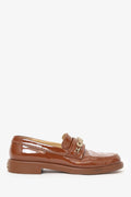 Pre-Loved Chanel™ Brown Patent Leather 'Chanel' Loafers Size 37.5