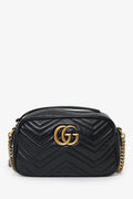 Gucci Black Leather Small Marmont Matelasse Camera Bag