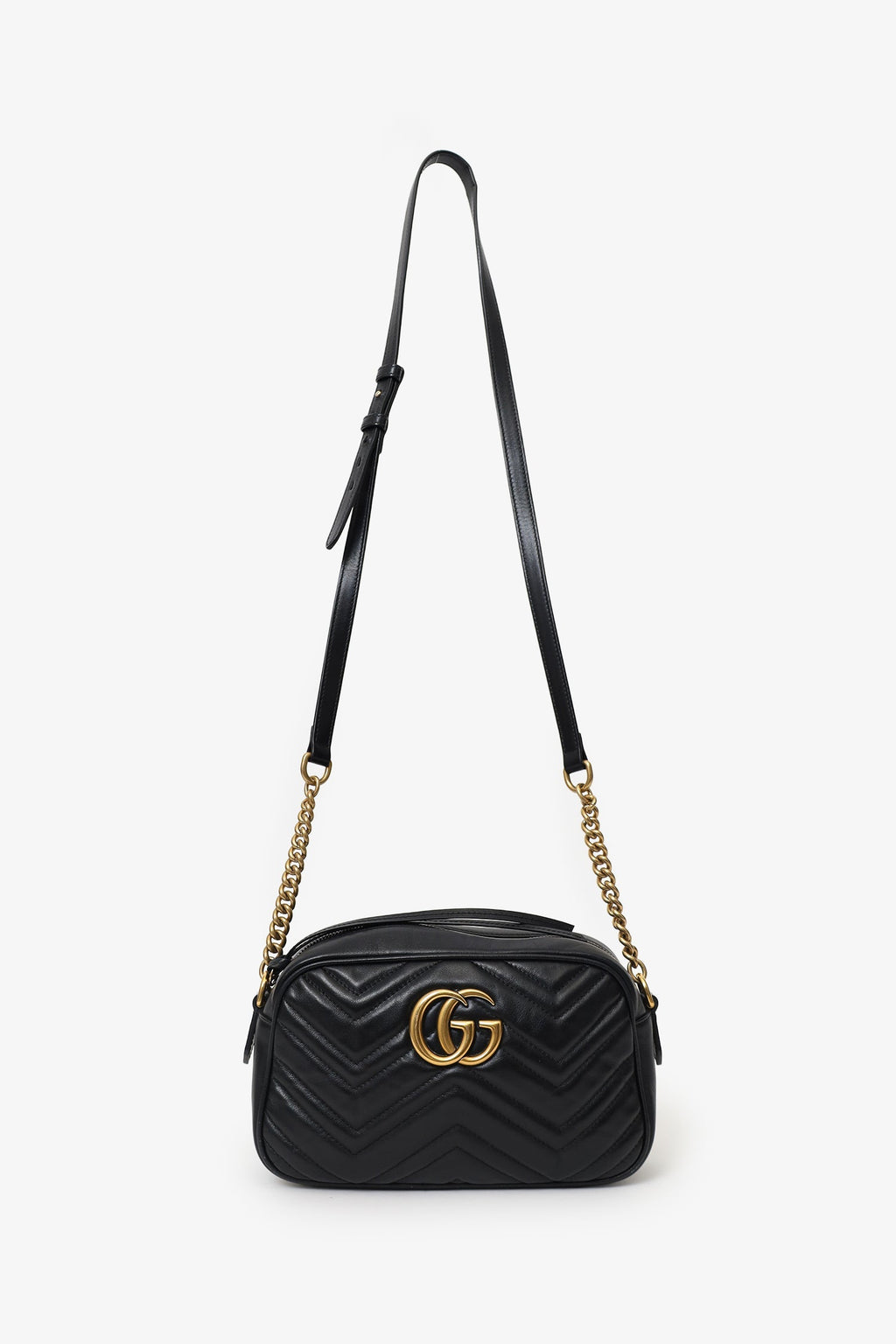 Gucci Black Leather Small Marmont Matelasse Camera Bag