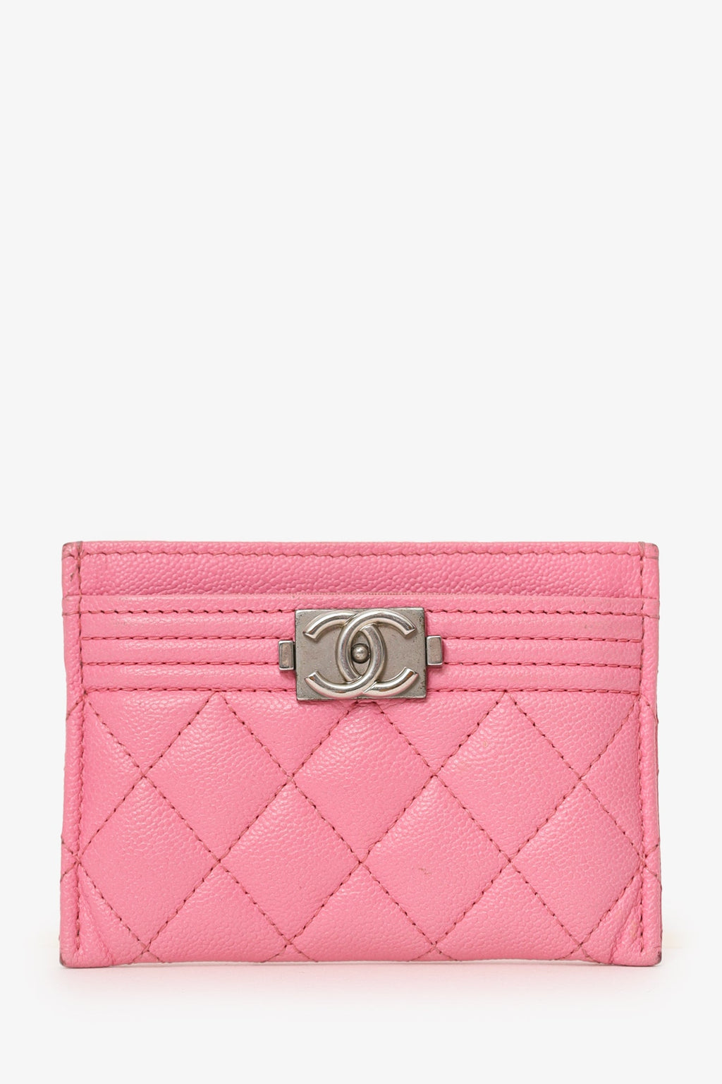 Pre-Loved Chanel™ Pink Quilted Caviar Boy  Holder