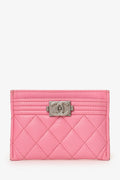 Pre-Loved Chanel™ Pink Quilted Caviar Boy  Holder