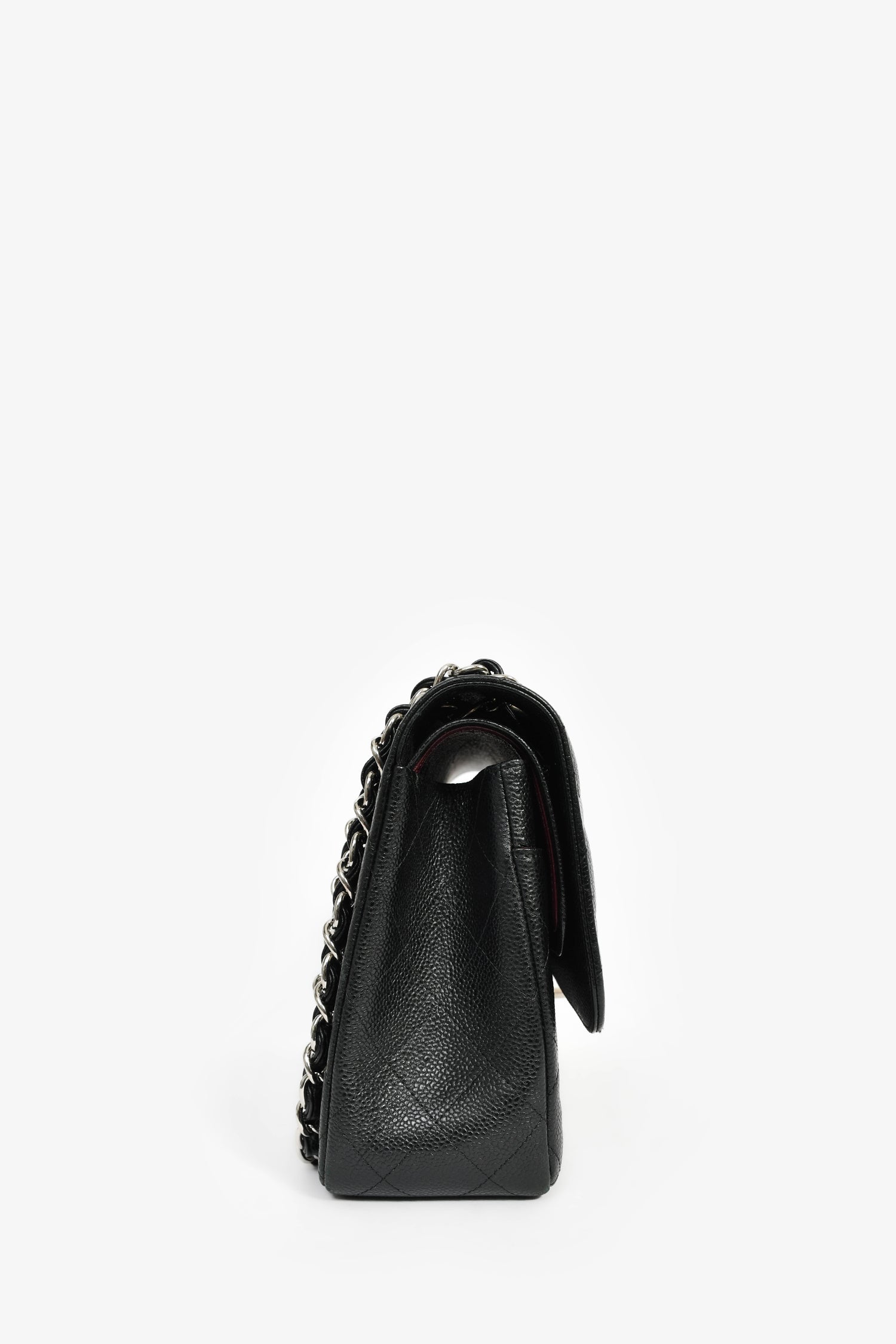 Pre-Loved Chanel™ 2013-14 Black Caviar Leather Classic Jumbo Double Flap SHW