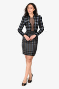 Gucci Blue/Black Silk Mesh Cutout Long Sleeve Midi Dress Size 38
