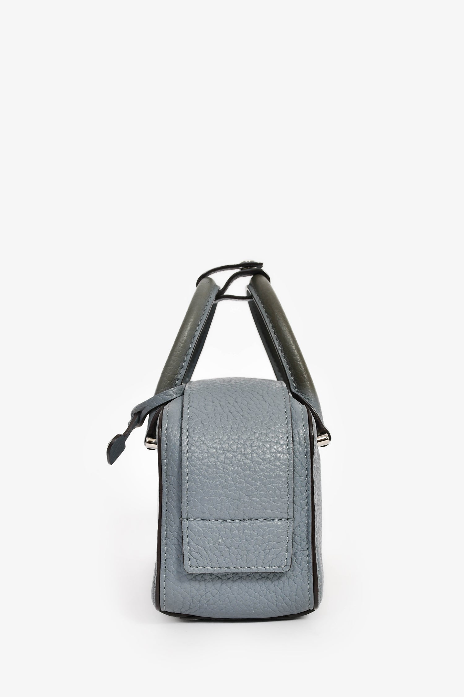 Delvaux Blue Grained Leather 'Cool Box' Nano Top Handle