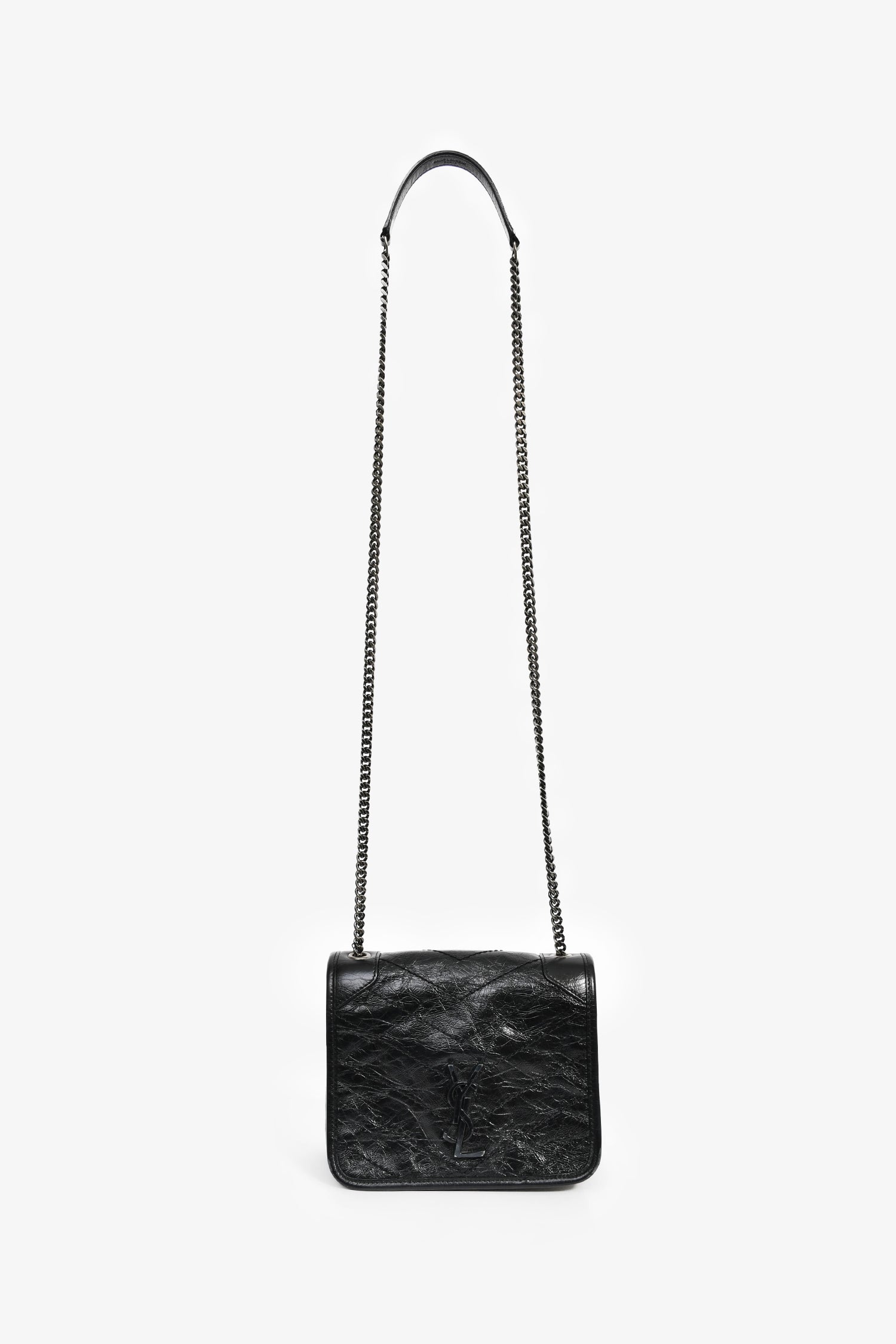 Saint Laurent Black Crinkle Leather 'Niki' Bag