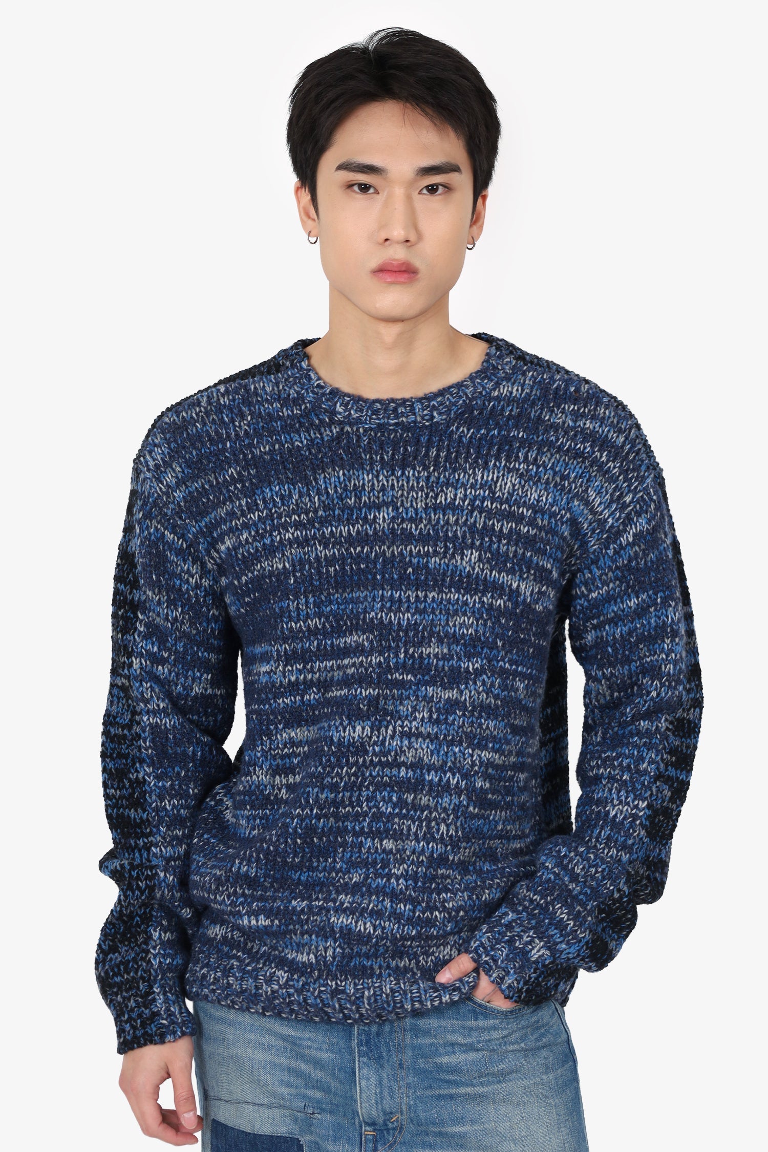 Hermès Blue Wool/Cashmere Knit Sweater Size L Mens