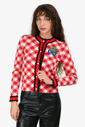 Gucci Red Wool Patterned Strawberry Embroidered igan Size 12 Kids