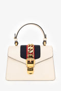 Gucci White Leather Mini Sylvie Top Handle
