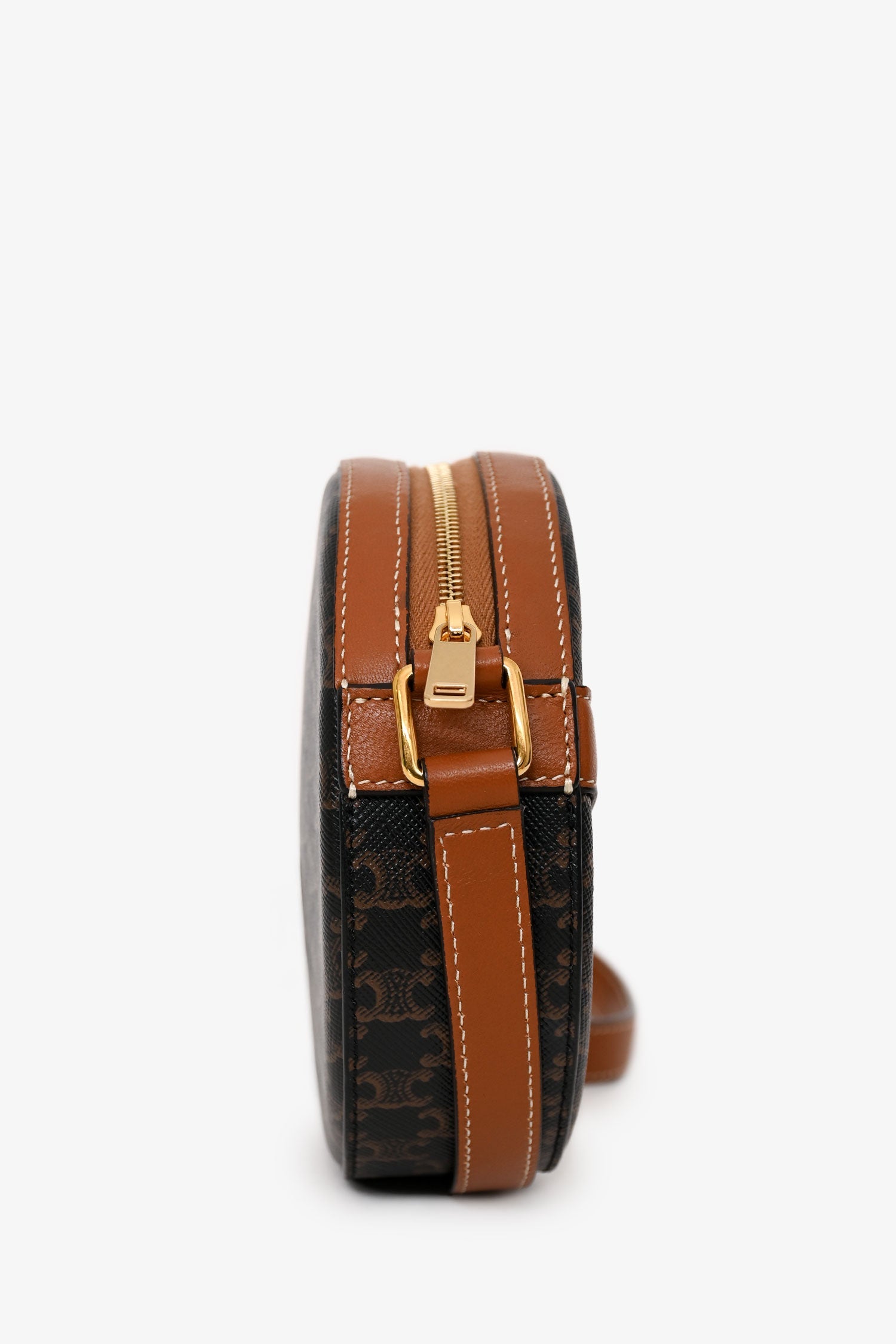 Celine 2020 Brown Canvas/Leather Triomphe Round Crossbody