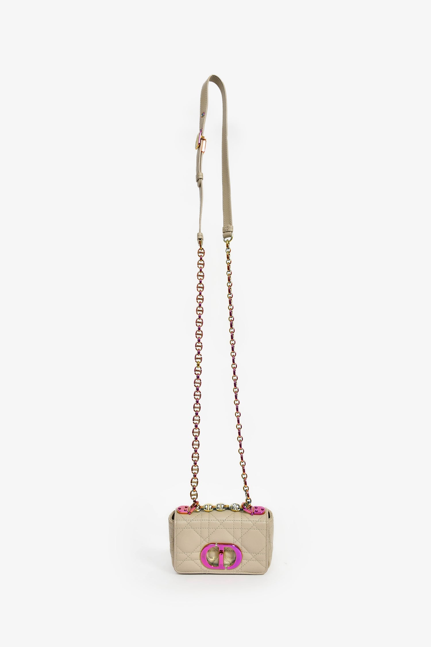 Christian Dior 2022 Grey Cannage Micro Caro Bag