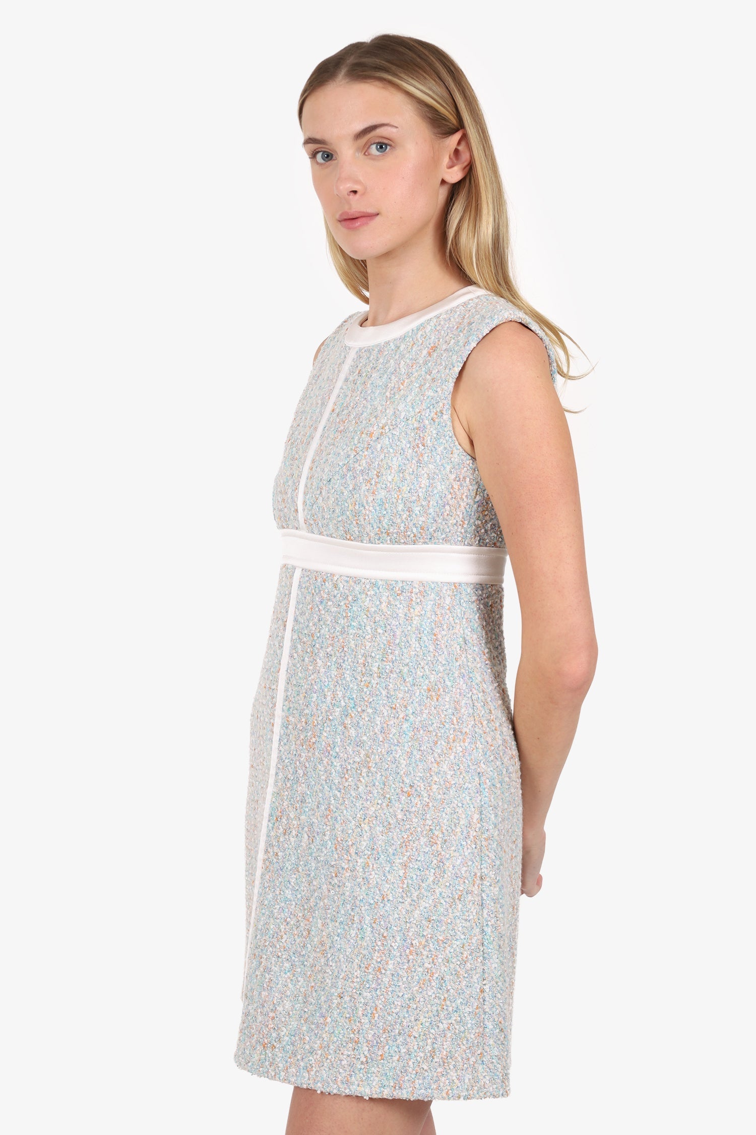 Louis Vuitton White/Multi Tweed Dress Size 34