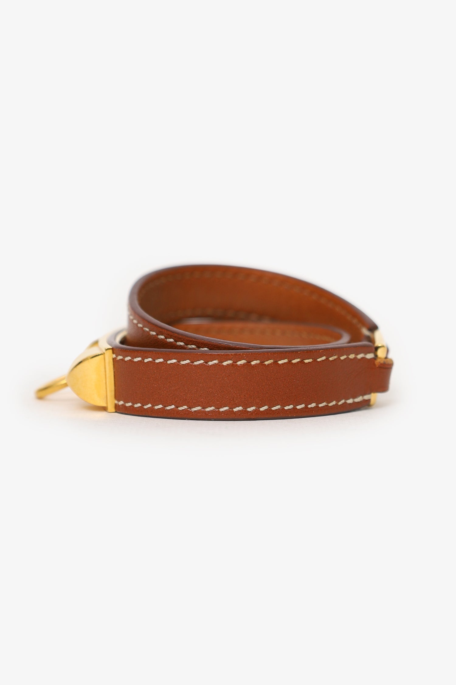 Hermès Brown Swift Leather Rivale Double Tour Bracelet