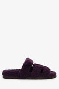 Hermès Purple Shearling Leather Chypre Sandals Size 36