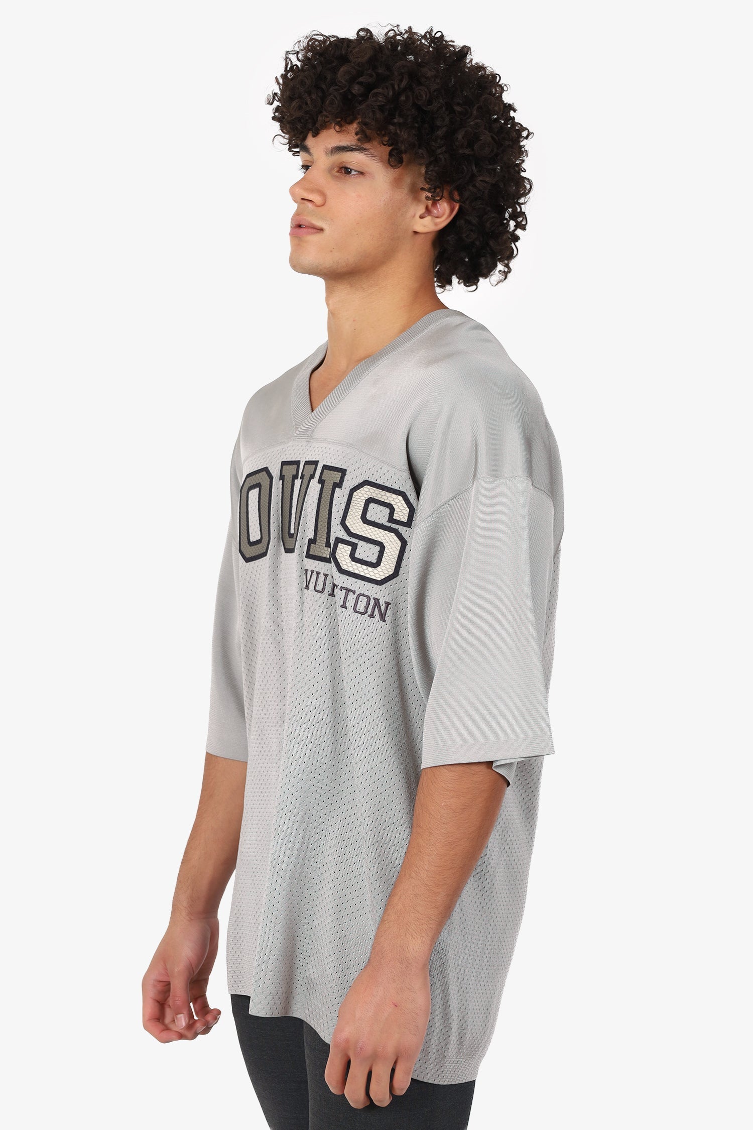 Louis Vuitton Grey Knit/Python 'Louis Vuitton' Jersey Top Size XL