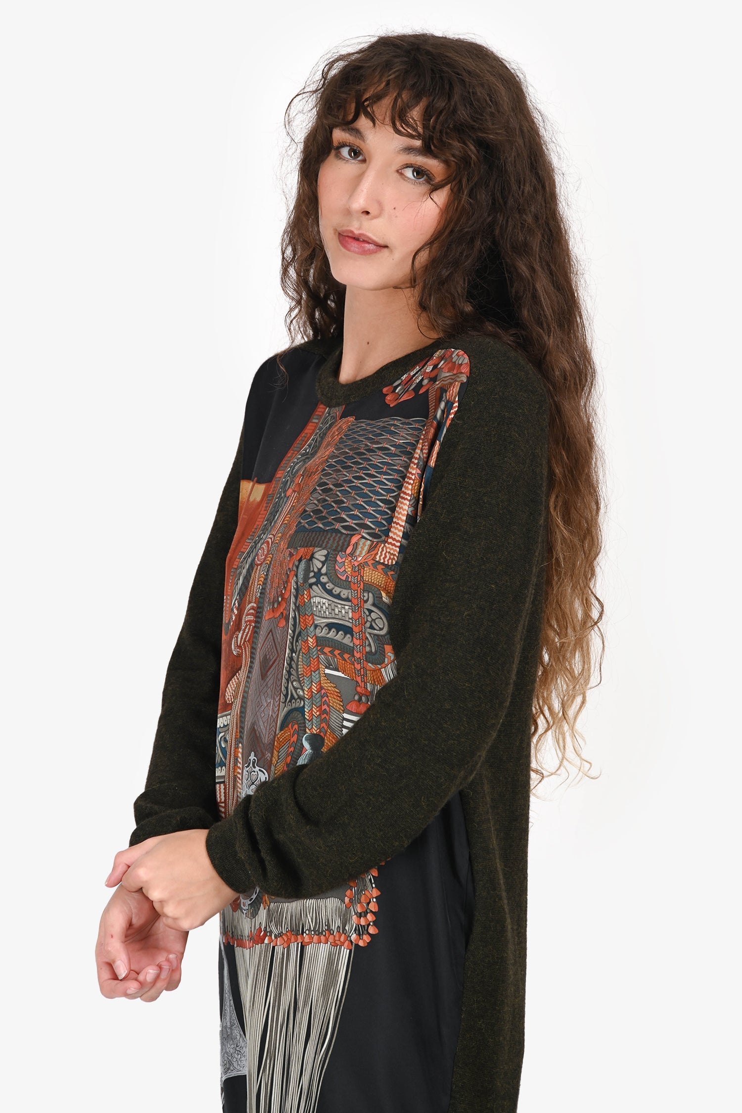 Hermès 2014 Olive Green Alpaca/Silk Sweater Size 38