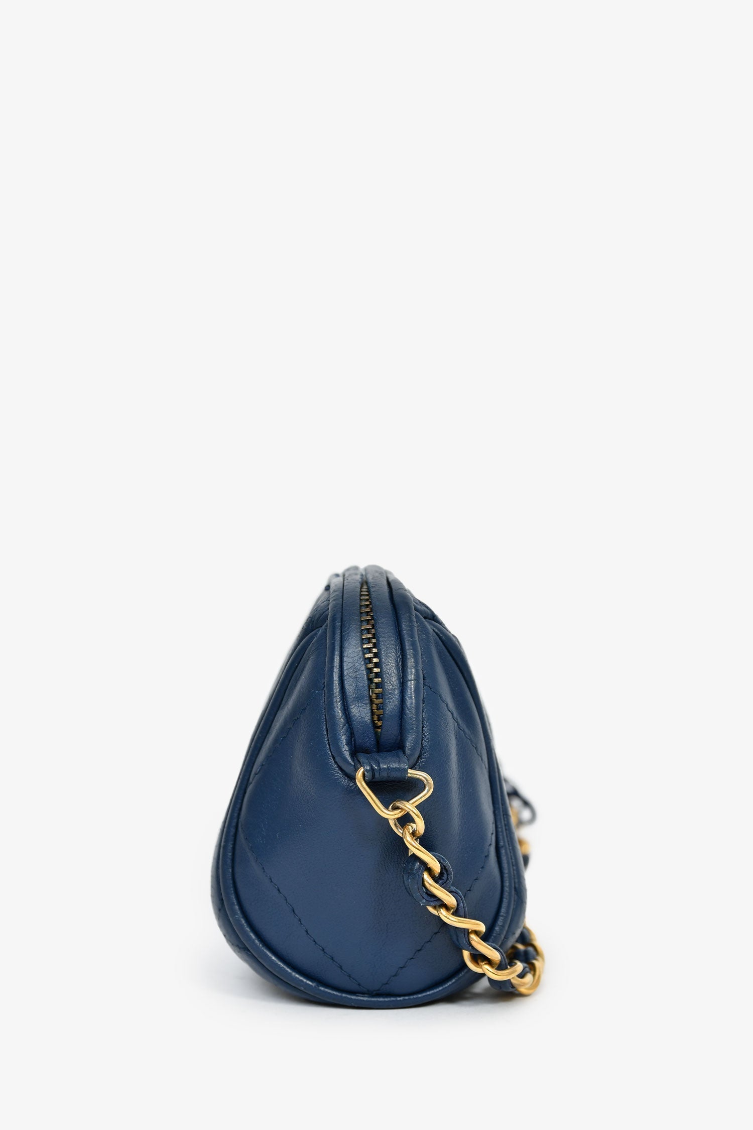 Pre-Loved Chanel™ 1986-88 Navy Lambskin Leather Tassel CC Mini Barrel Bag Mini GHW