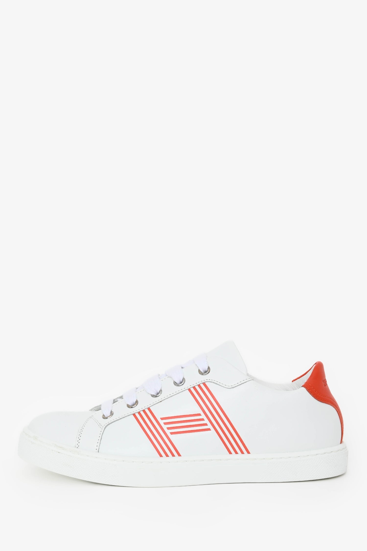 Hermès White/Orange Leather 'Avantage' Sneakers Size 37