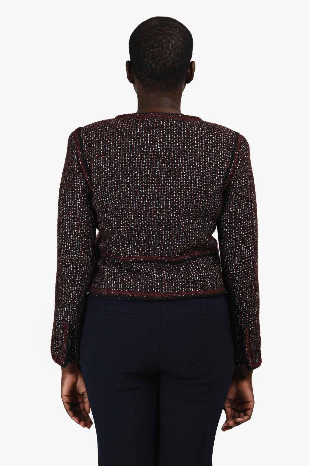 Pre-Loved Chanel™ 2002 Burgundy Wool Tweed Jacket Size 40