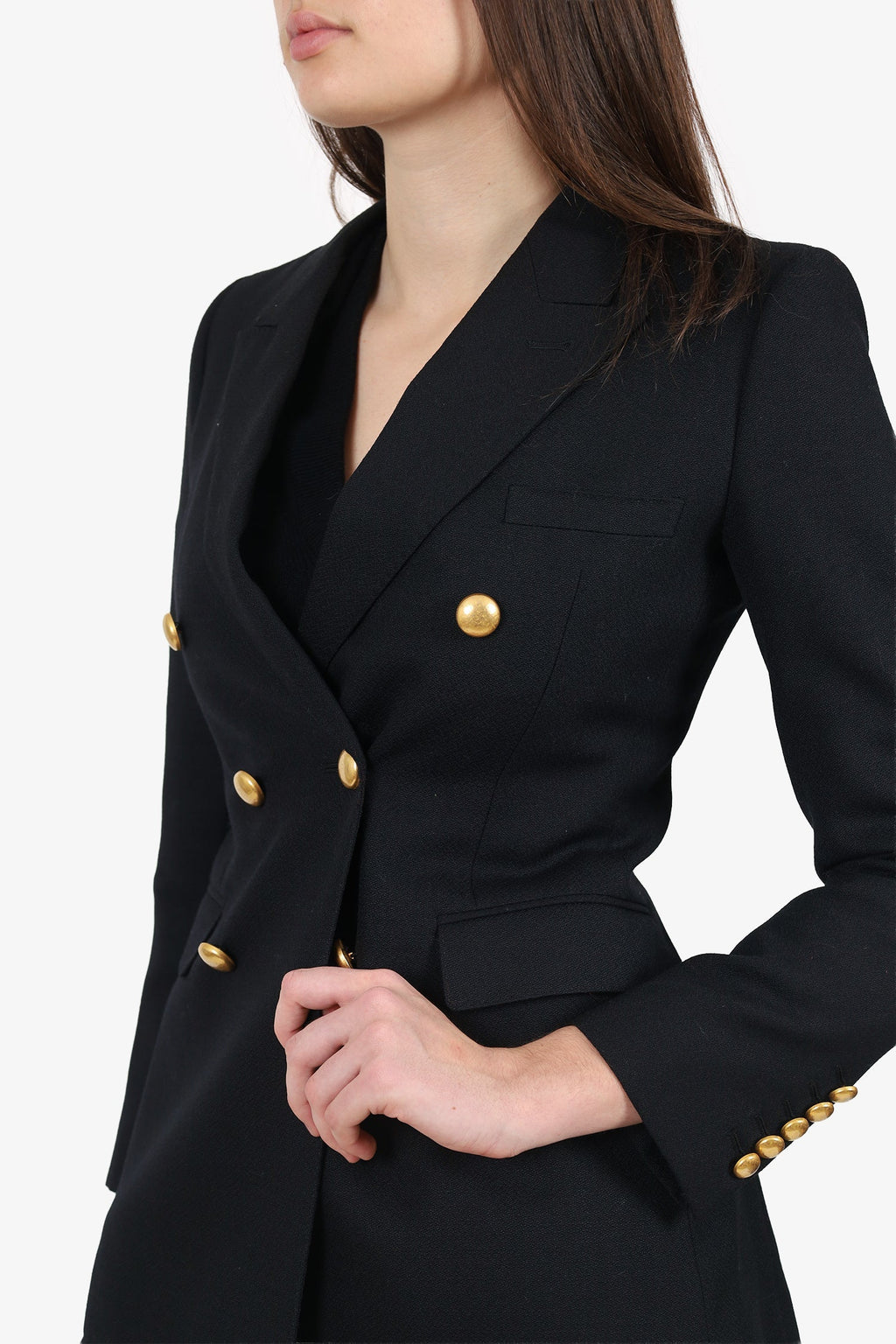 Saint Laurent Black Wool Double Breasted Blazer Size 36