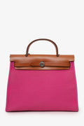 Hermès 2018 L3 Rose Pourpre Canvas/Leather Herbag 31
