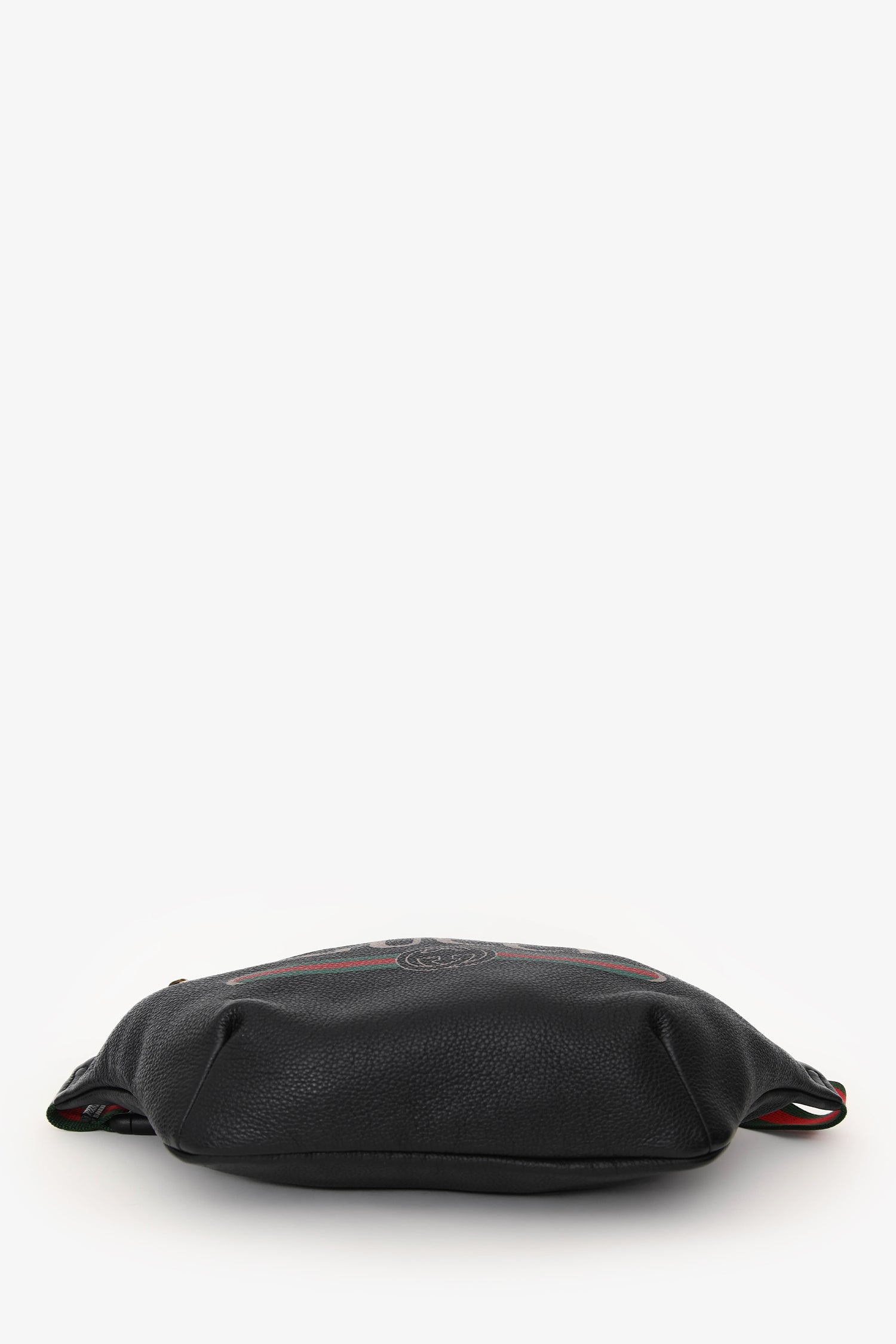 Gucci Black Leather Web Belt Bag