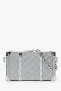 Louis Vuitton Silver Glitter Aluminum Monogram Special Order Briefcase Trunk With Strap