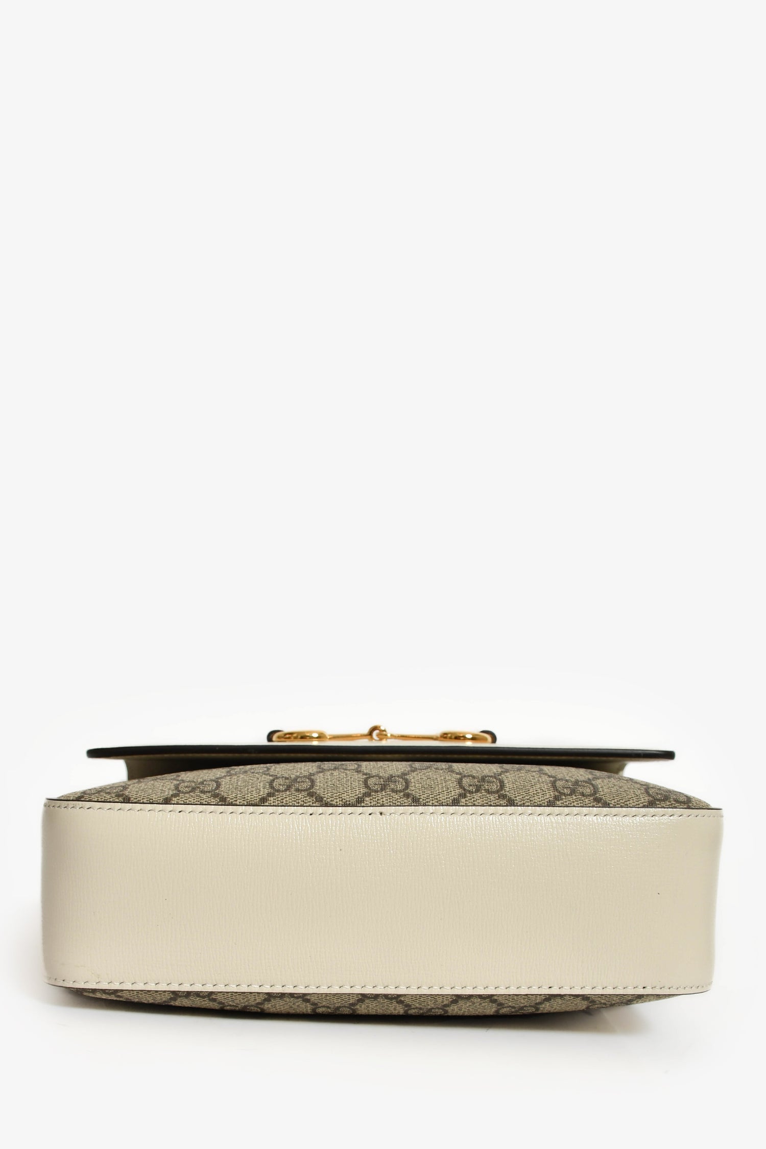 Gucci White Leather GG Supreme Horsebit 1955 Crossbody Bag