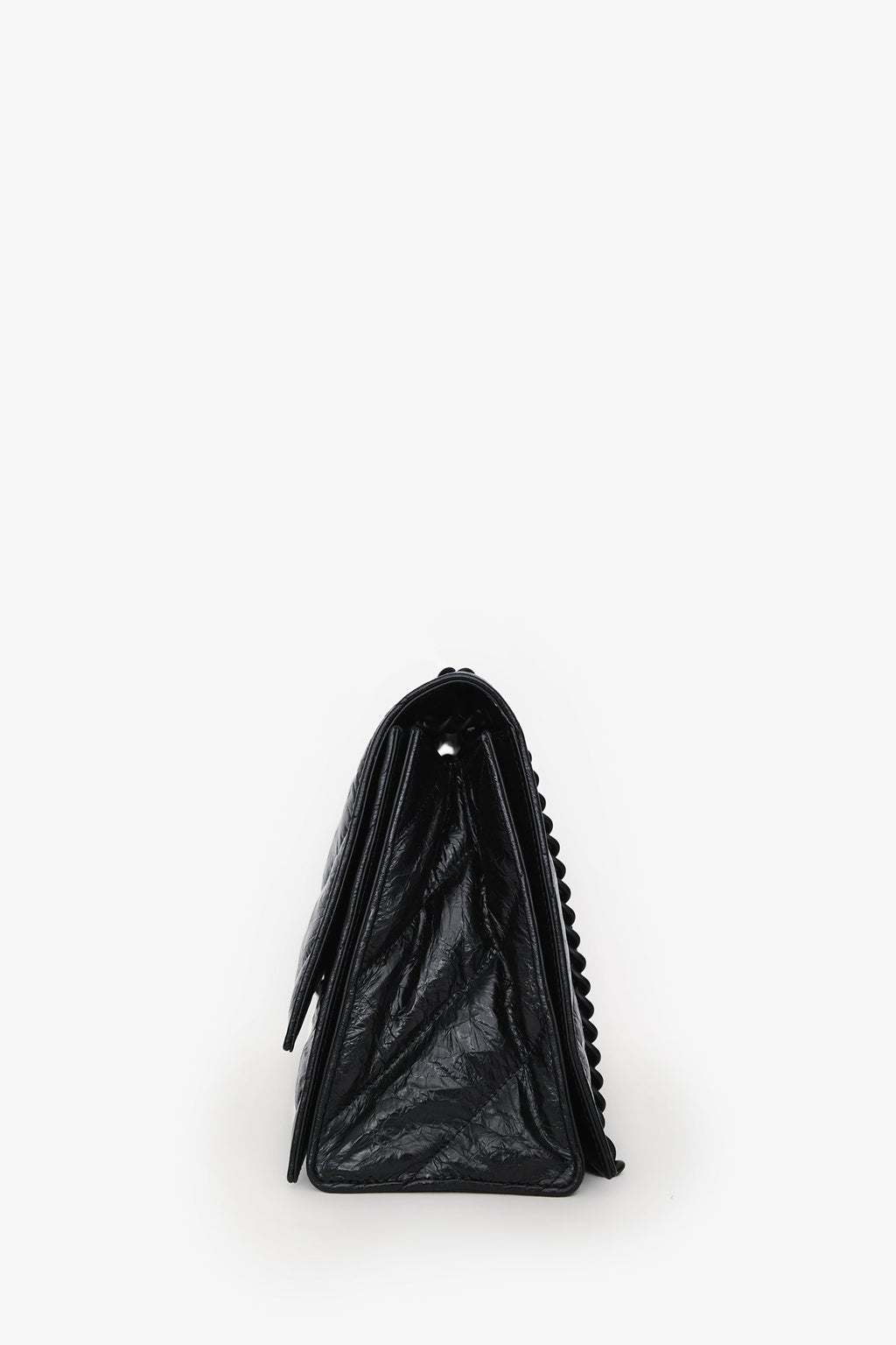 Balenciaga Black Crackled Leather Medium Crush Shoulder Chain Bag