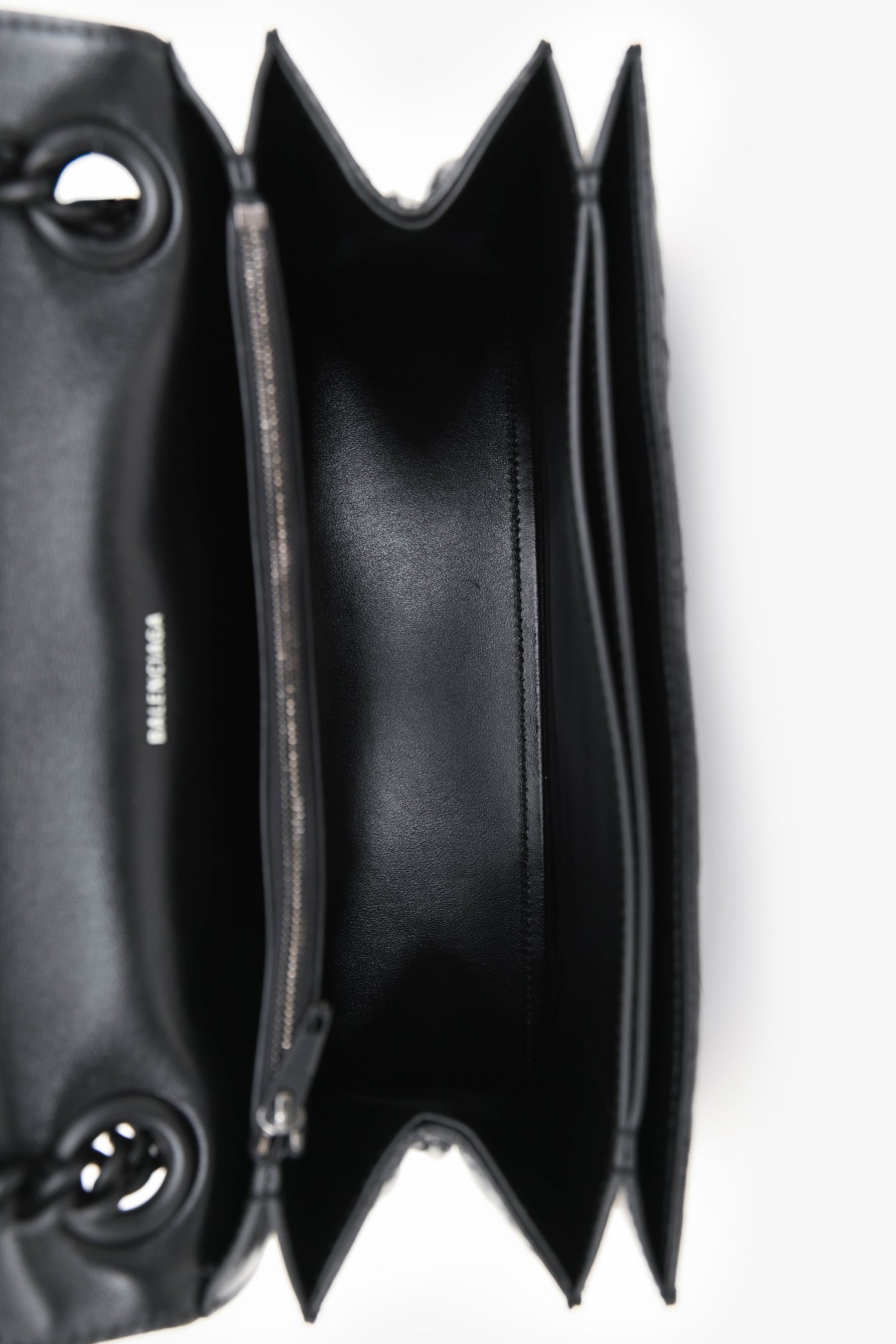 Balenciaga Black Crackled Leather Medium Crush Shoulder Chain Bag