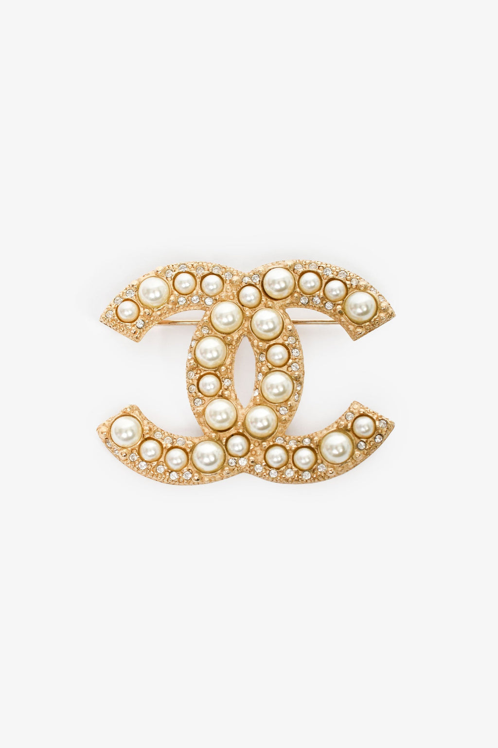 Pre-Loved Chanel™ 2021 Gold Tone Metal/Faux Pearl CC Brooch