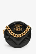 Pre-Loved Chanel™ Black Leather Quilted 19 Round Crossbody Bag
