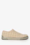 Pre-Loved Chanel™ Cream/Slilver Tweed Lace Up Sneaker Size 41