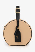 Louis Vuitton 2018 Black/Beige Leather Boite Chapeau Top Handle with Strap