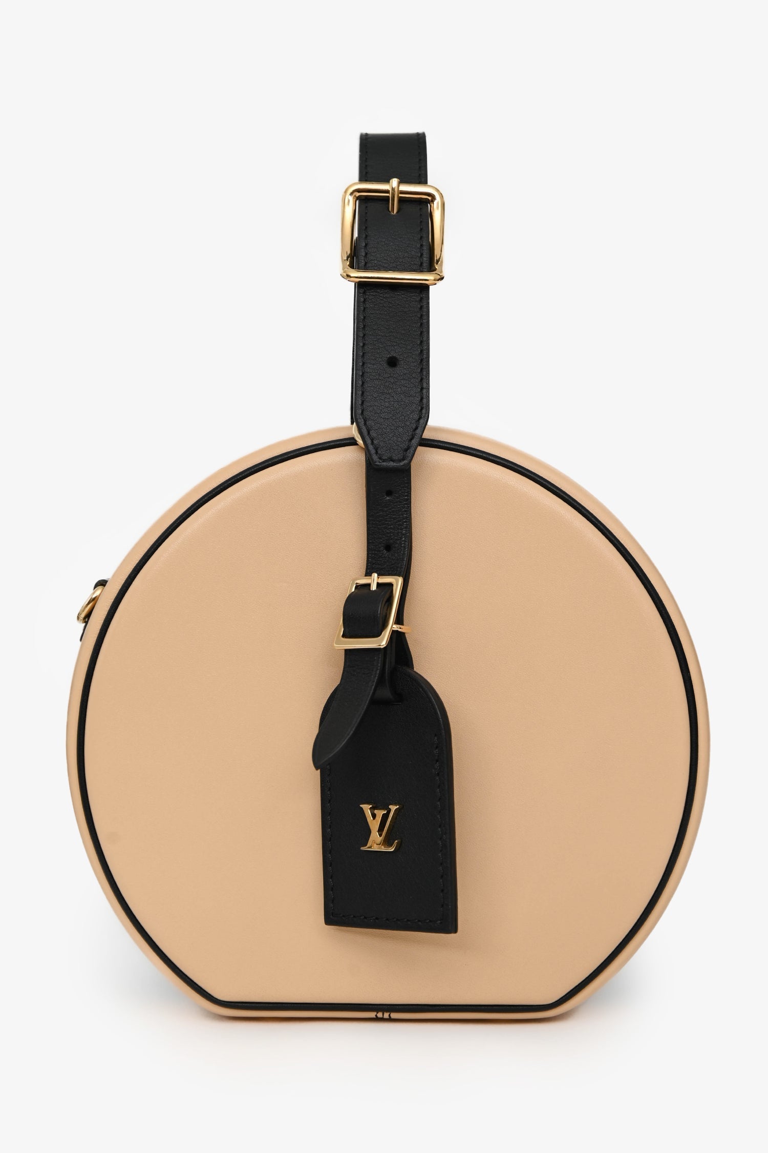 Louis Vuitton 2018 Black/Beige Leather Boite Chapeau Top Handle with Strap