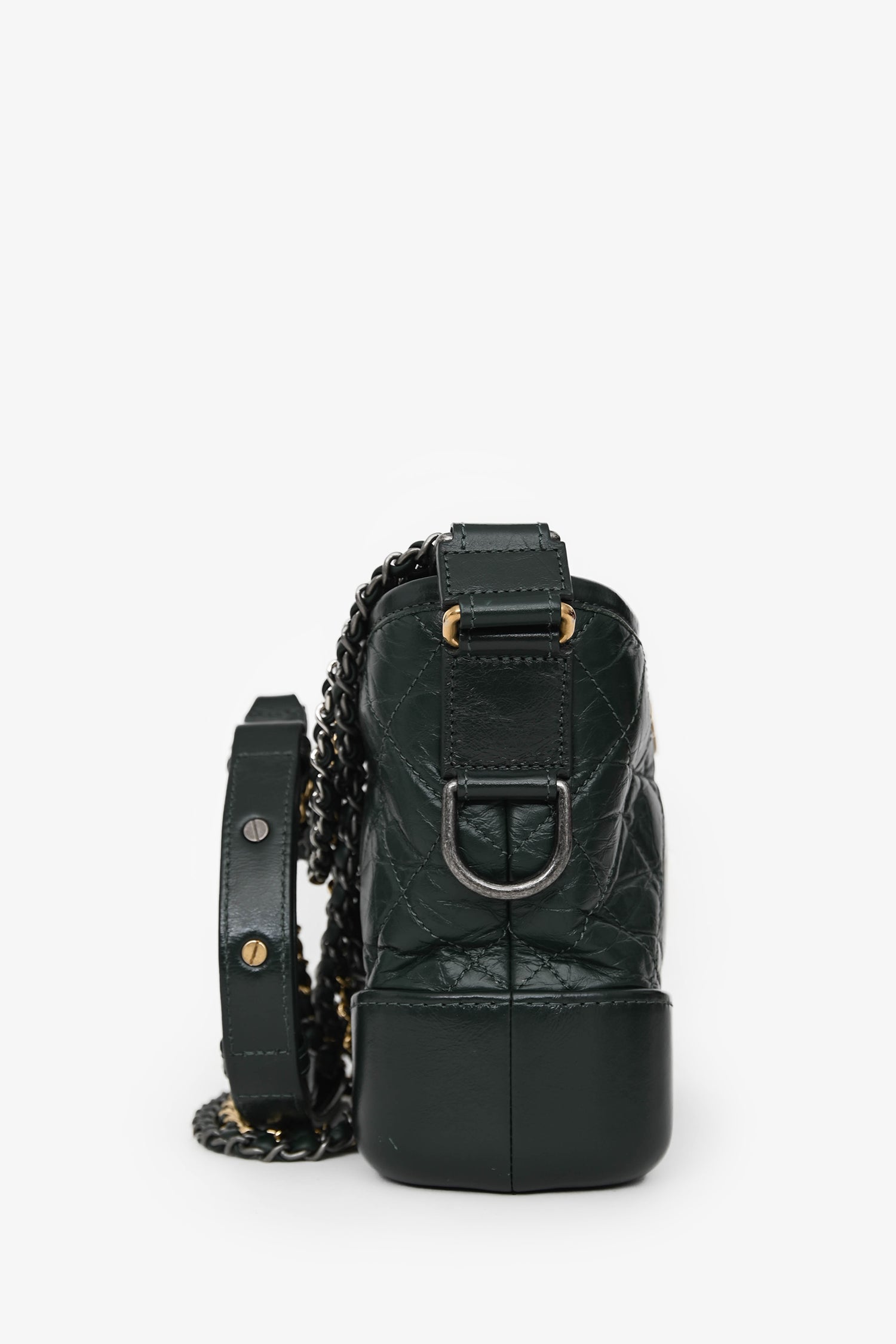 Pre-Loved Chanel™ Green Aged Leather Small Gabrielle Crossbody